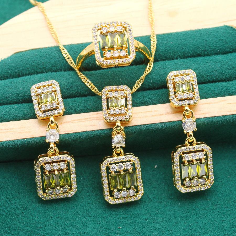 Новые европейские и американские полные бриллиантовые желтые бриллиантовые ожерелья-подвески для пожилых женщин, серьги-гвоздики size 10