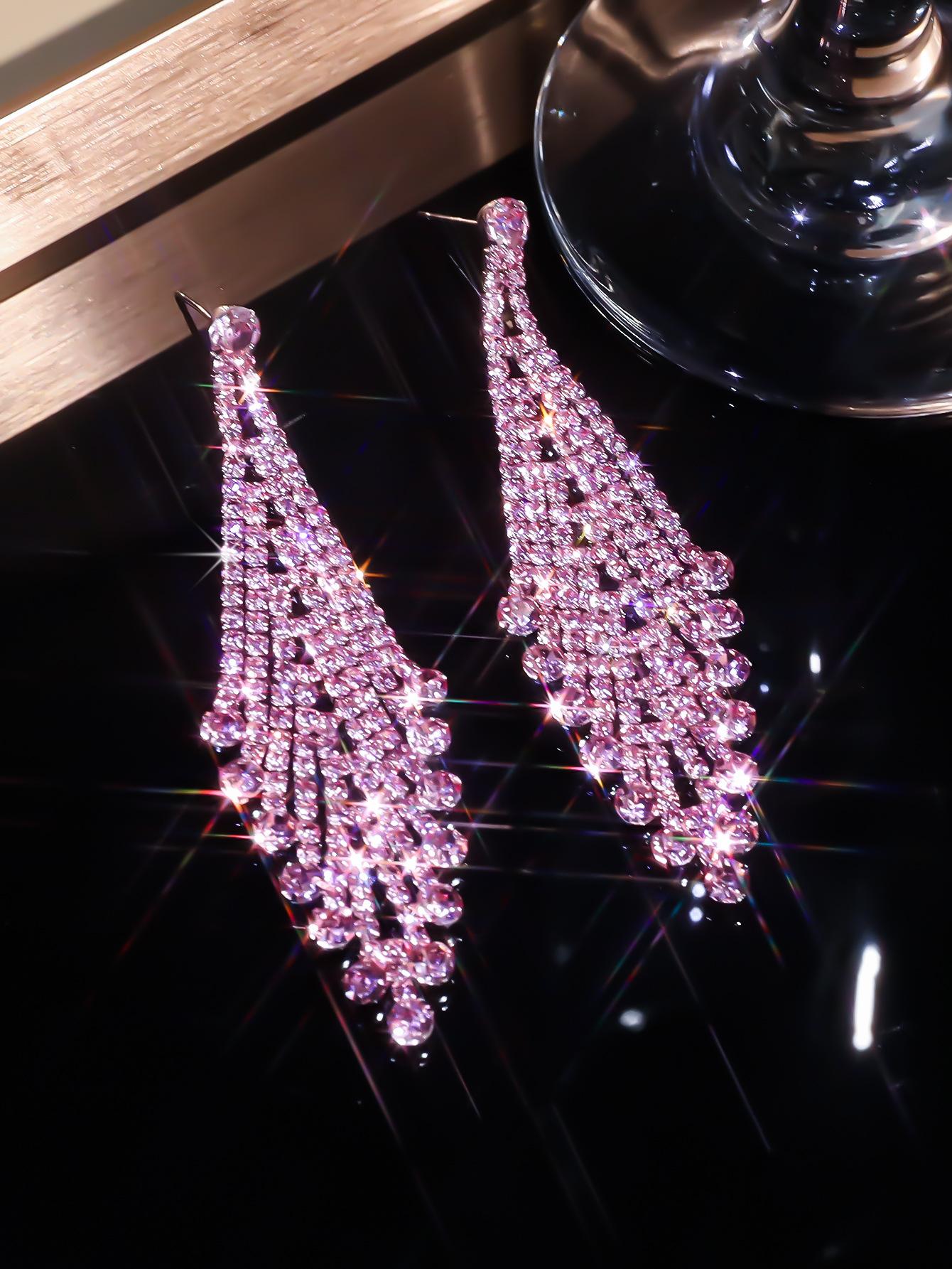 Темпераментные Супер Блестящие Бриллиантовые Длинные Серьги